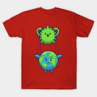 Corona Virus Controlling World Cartoon T-Shirt